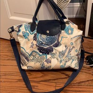 Patterned Longchamp Le Pliage with a Strap